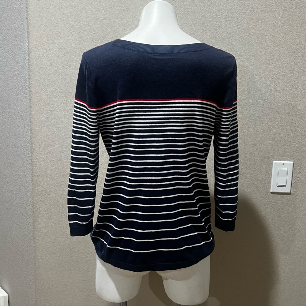 Market and Spruce bavy blue striped knit striped top - Picture 3 of 8